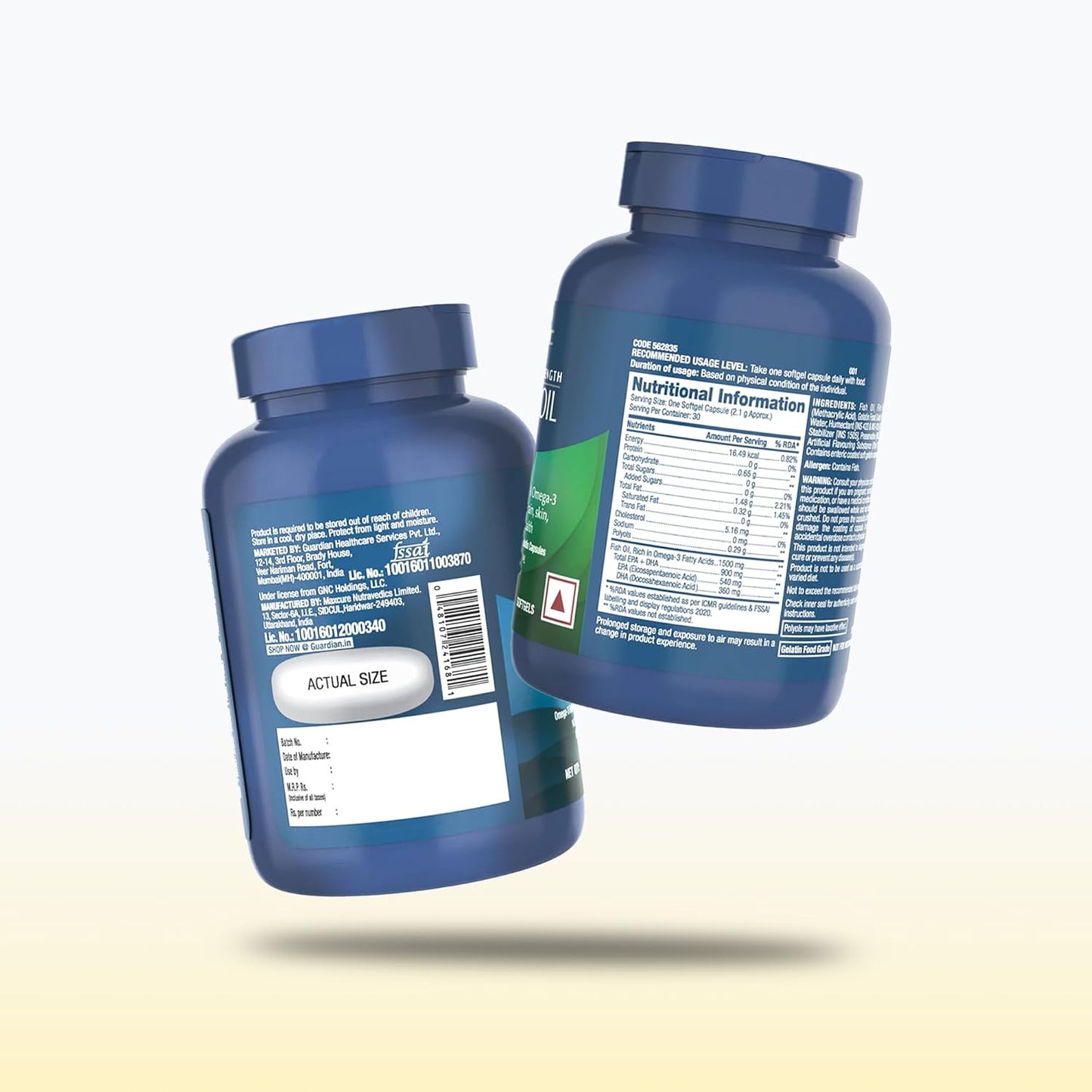 GNC Triple Strength Fish Oil 1500mg Omega-3 with 900mg EPA & DHA |For Heart| Healthy Cholesterol| Joint Comfort| Focus & Vision | Enteric-Coated for No Fishy Aftertaste |USA Formulated