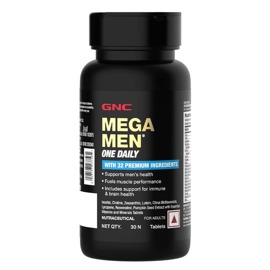 GNC Mega Men One Daily Multivitamin| 30 Tablets| 32 Premium Ingredients| Promotes Men'S Well-Being| Supports Muscle Function| Boosts Immunity| Improves Memory & Focus| Formulated In Usa