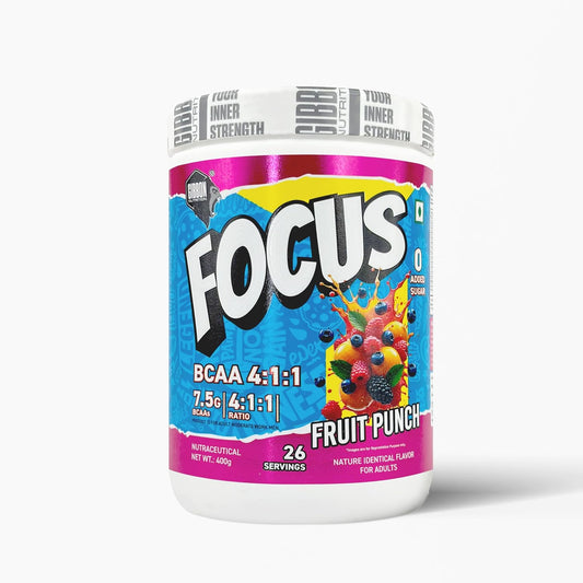 GIBBON Focus BCAA 4:1:1 Powder with Beta Alanine & L-Glutamine | Advanced Muscle Recovery & Endurance Support | Amino Acid Supplement for Lean Muscle & Performance