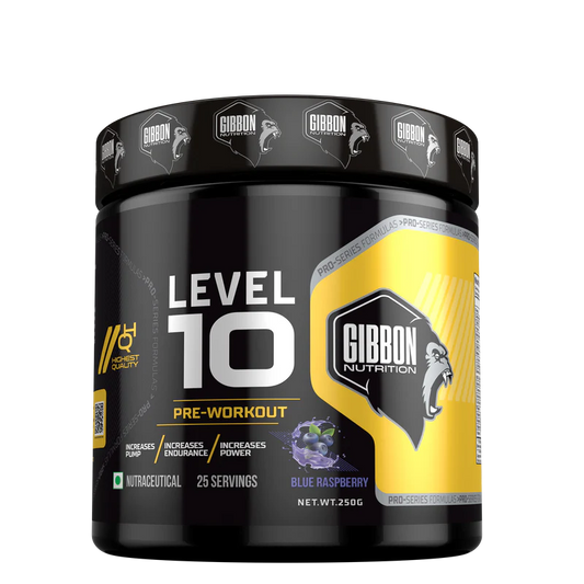 Gibbon Level 10 Pre-Workout Powder With Caffeine| Creatine Monohydrate| Citrulline | For Men & Women