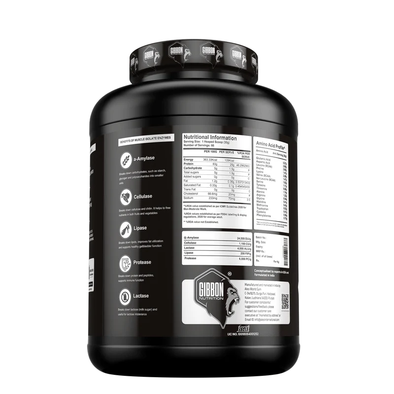 Gibbon Muscle Isolate 2kg | Pro Series Formula | Nutraceutical with no Amino Spiking | Raw Whey Isolate | 60 Servings | Zero added sugar