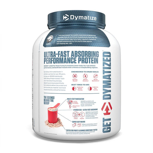 Dymatize Nutrition ISO100 Hydrolyzed Whey Protein Isolate | Fast-Digesting | Muscle Recovery Formula with Amino Acids | Low Sugar & Fat | 5 lbs