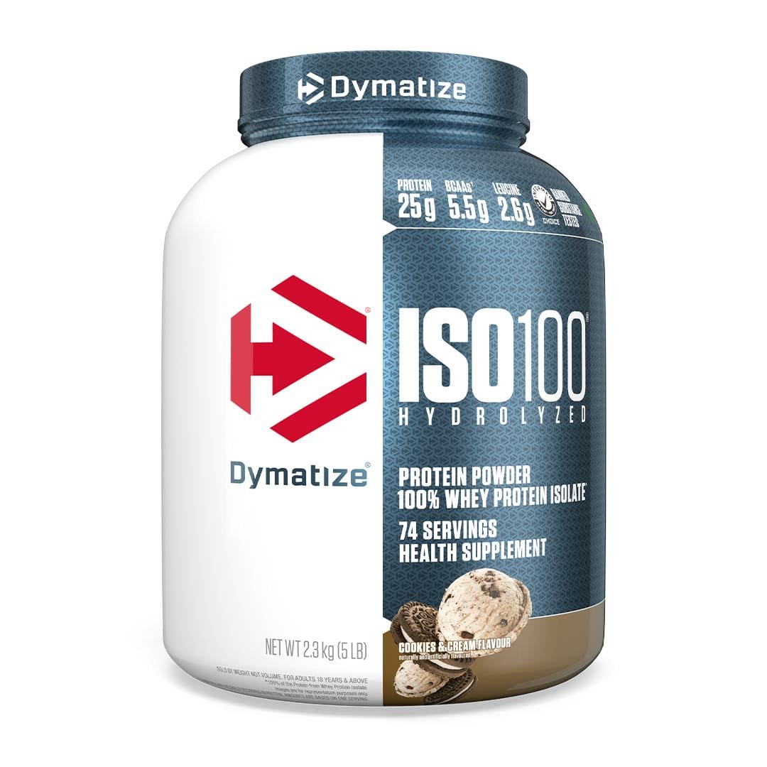 Dymatize Nutrition ISO100 Hydrolyzed Whey Protein Isolate | Fast-Digesting | Muscle Recovery Formula with Amino Acids | Low Sugar & Fat | 5 lbs