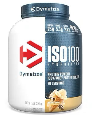 Dymatize Nutrition ISO100 Hydrolyzed Whey Protein Isolate | Fast-Digesting | Muscle Recovery Formula with Amino Acids | Low Sugar & Fat | 5 lbs