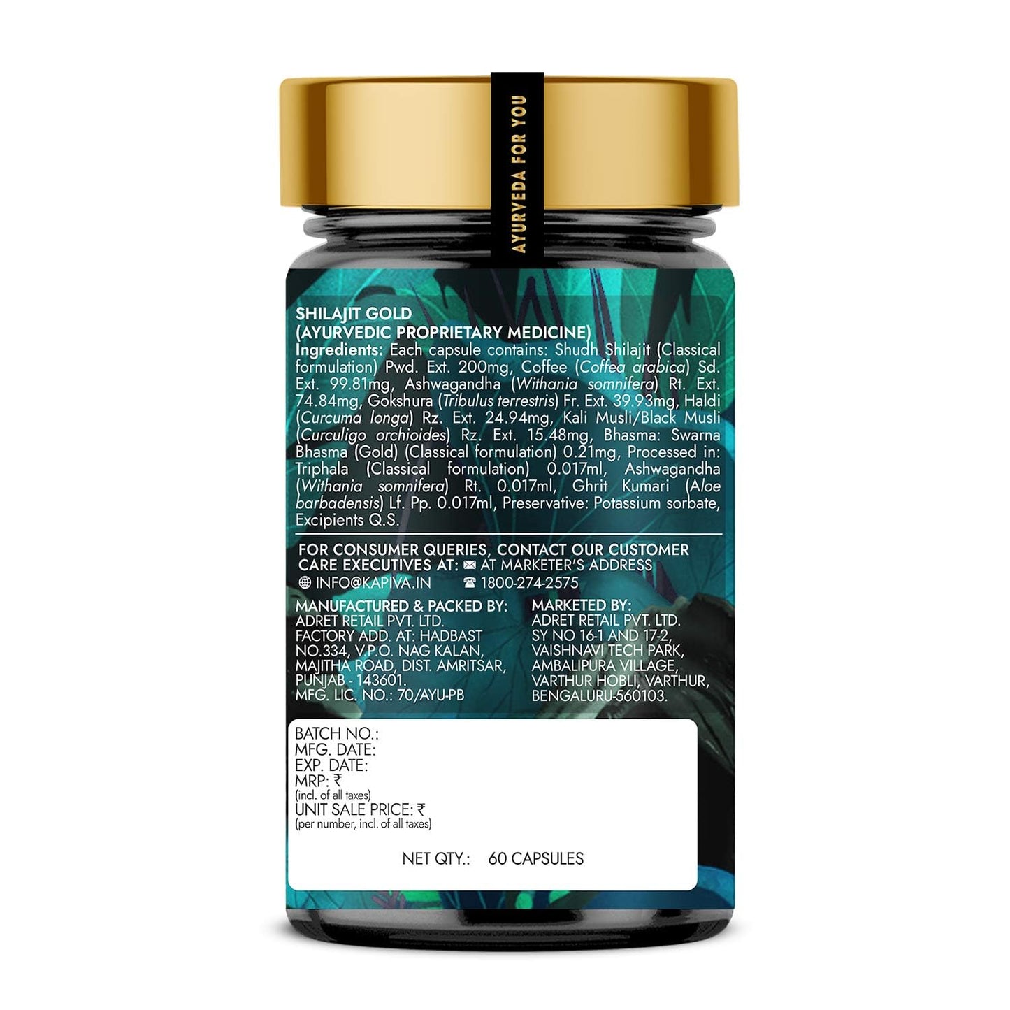 Kapiva Shilajit/Shilajeet Gold Capsules | Contains 24 Carat Gold | For Stamina | Muscle Growth & Energy | Ashwagandha| Gokshura| Safed Musali & Other Action Herbs & 100% Ayurvedic
