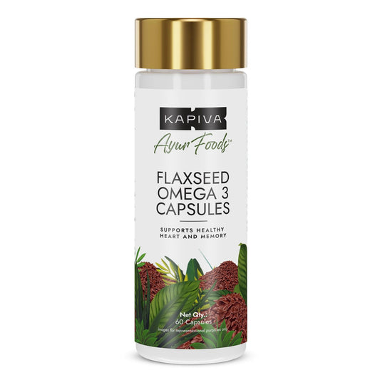 Kapiva Flaxseed Omega 3 Capsules | Vegetarian Flaxseed Oil Omega | Better Joint & Heart Health