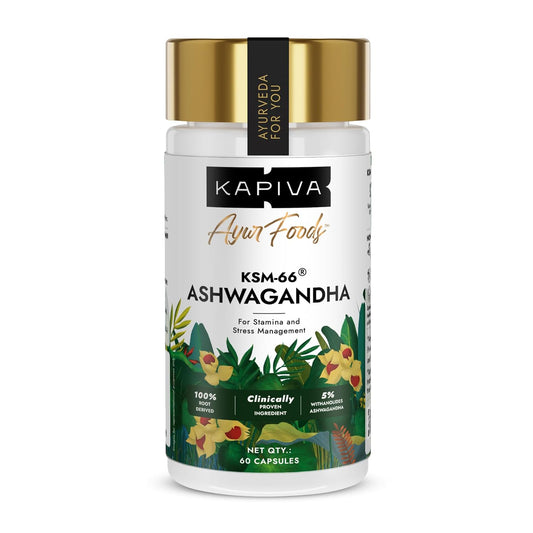 Kapiva KSM-66 Ashwagandha 500 mg | Clinically Proven 5% Withanolides | 100% Root Extract | Stress Relief & Cortisol Balance | Energy & Stamina Booster | Vegan Non-GMO GMP-Certified