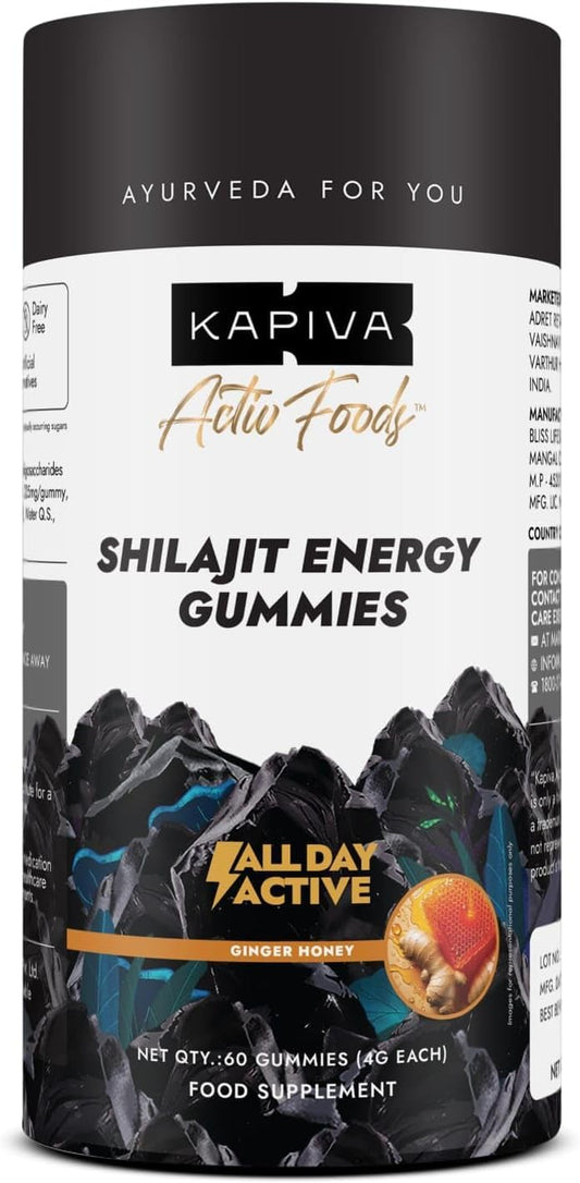 Kapiva Himalayan Shilajit Gummies | 225mg Shilajit/Gummy | NABL-Certified Gummy | Boosts Energy Levels| Endurance & Stamina | No Added Sugar | Gelatin Free