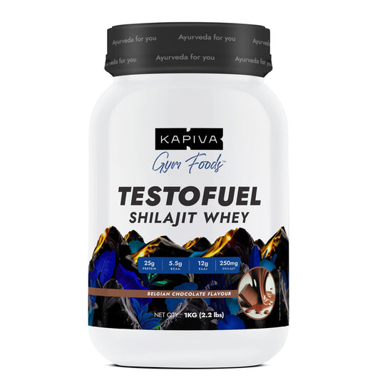 Kapiva Testofuel Shilajit Whey Protein | 25g Protein | 250mg Shilajit | 5.5g BCAA | Faster Absorption | Digezyme blend | WADA Compliant