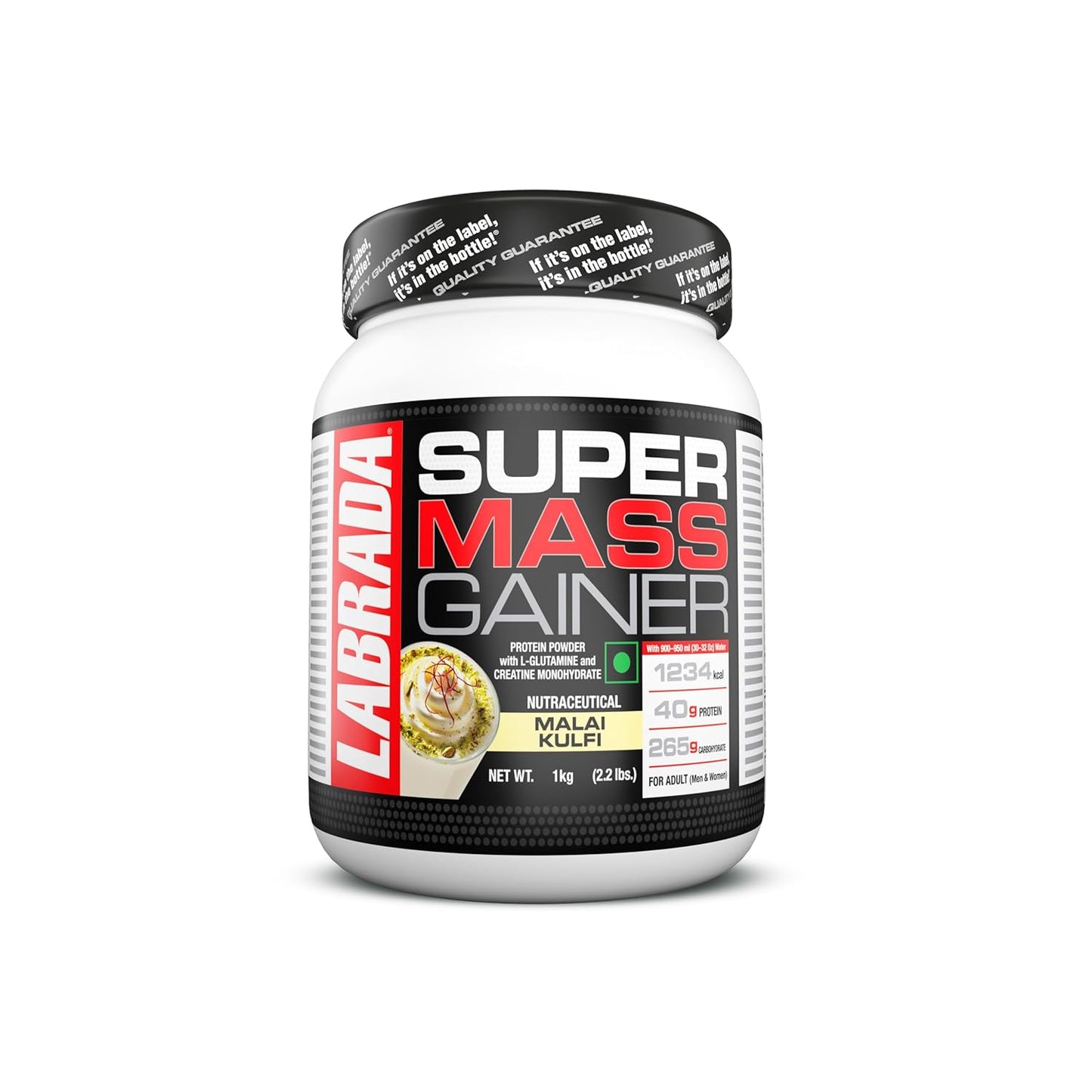 Labrada Super Mass Gainer | High-Calorie Protein Powder for Muscle Growth & Recovery |1246 Calories | 40g Protein | 265g Carbs | Chocolate Ice Cream Flavor | 3g Creatine | 500mg Glutamine, 1000gm