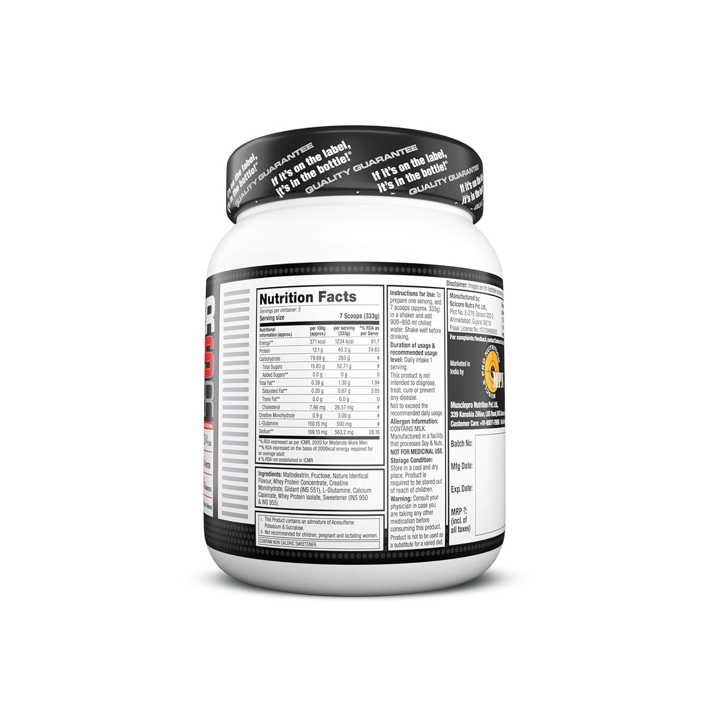 Labrada Super Mass Gainer | High-Calorie Protein Powder for Muscle Growth & Recovery |1246 Calories | 40g Protein | 265g Carbs | Chocolate Ice Cream Flavor | 3g Creatine | 500mg Glutamine, 1000gm