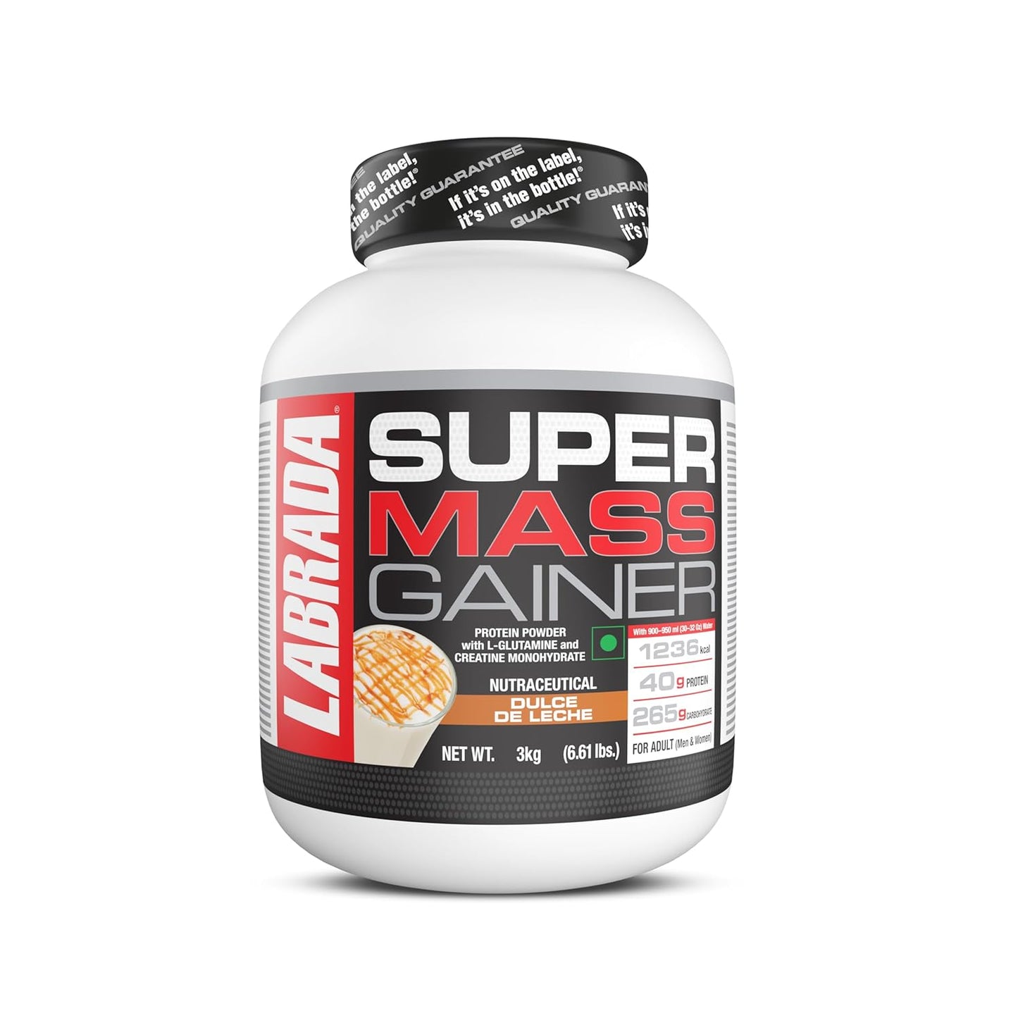 Labrada Super Mass Gainer | High-Calorie Protein Powder for Muscle Growth & Recovery |1246 Calories | 40g Protein | 265g Carbs | Chocolate Ice Cream Flavor | 3g Creatine | 500mg Glutamine, 1000gm