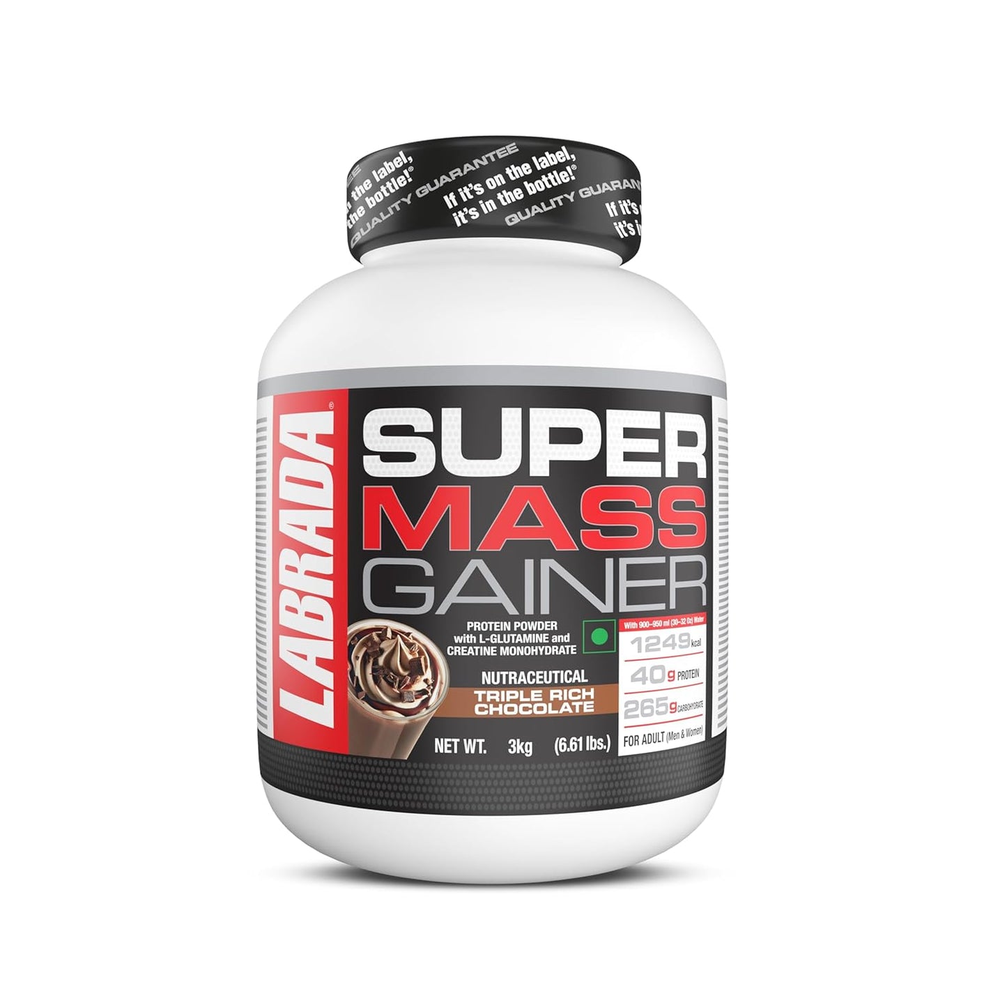 Labrada Super Mass Gainer | High-Calorie Protein Powder for Muscle Growth & Recovery |1246 Calories | 40g Protein | 265g Carbs | Chocolate Ice Cream Flavor | 3g Creatine | 500mg Glutamine, 1000gm