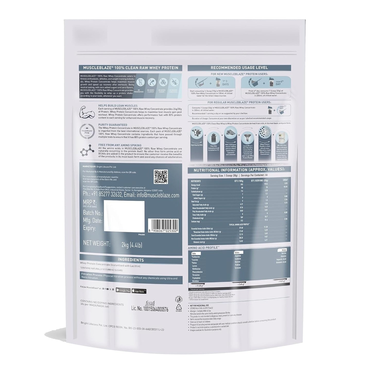 MuscleBlaze 100% Clean Raw Whey Protein Concentrate