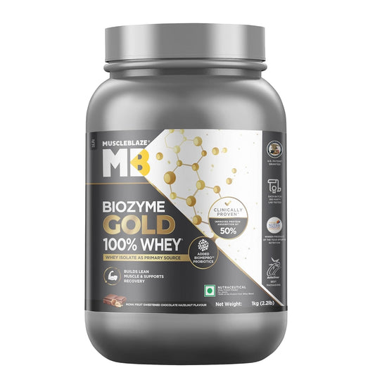 MuscleBlaze Biozyme Gold 100% Whey Protein | Whey Isolate as Primary Protein Source