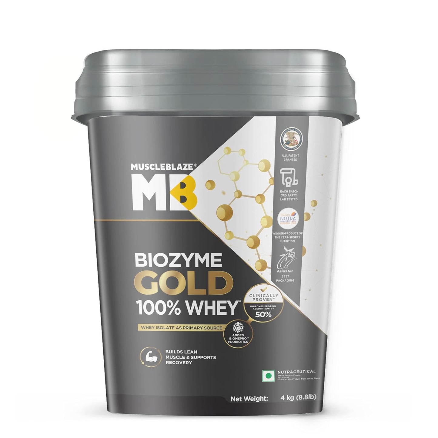 MuscleBlaze Biozyme Gold 100% Whey Protein | Whey Isolate as Primary Protein Source