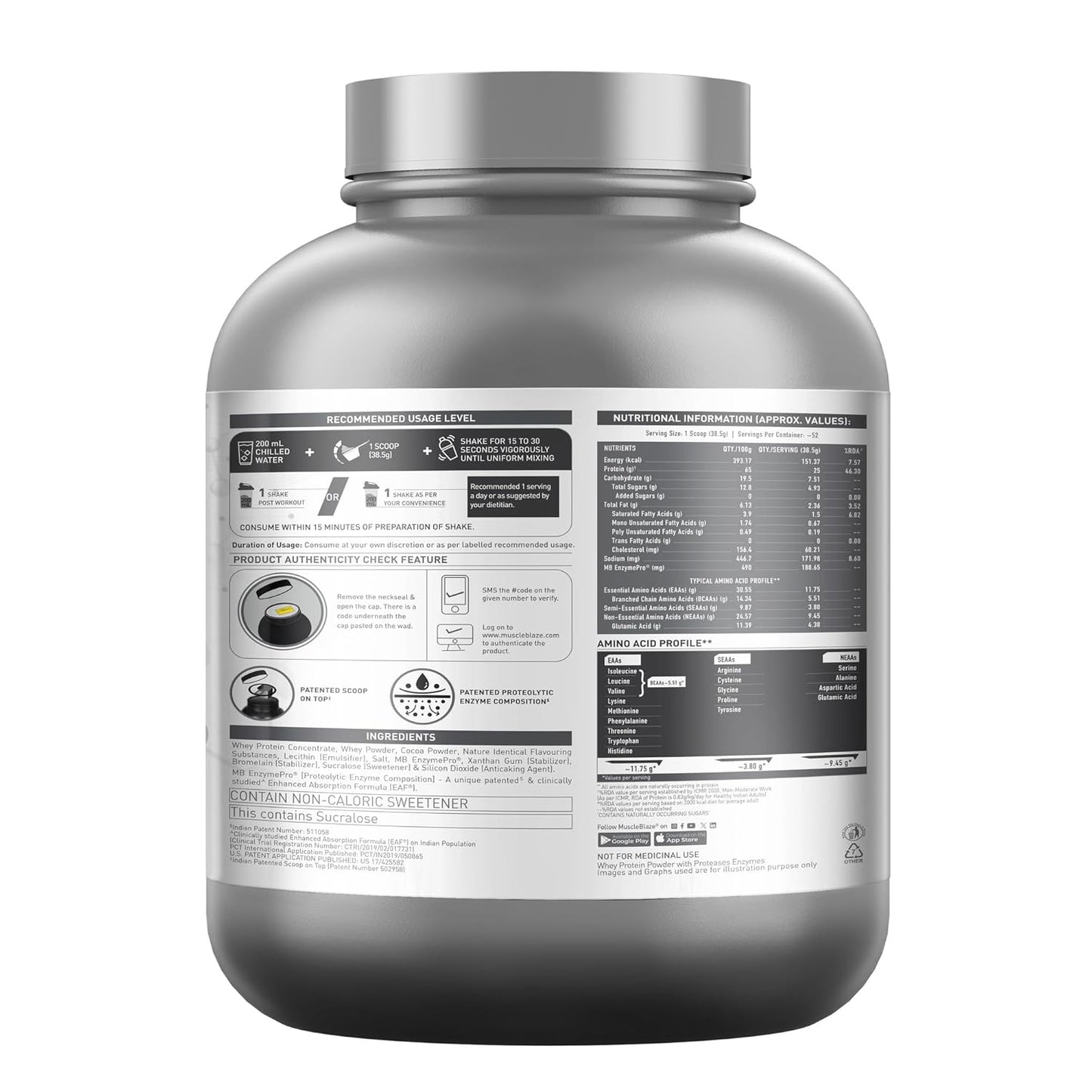 MuscleBlaze Biozyme Performance Whey Protein Powder | 25g Protein Per Scoop | Clinically Tested 50% Higher Protein Absorption