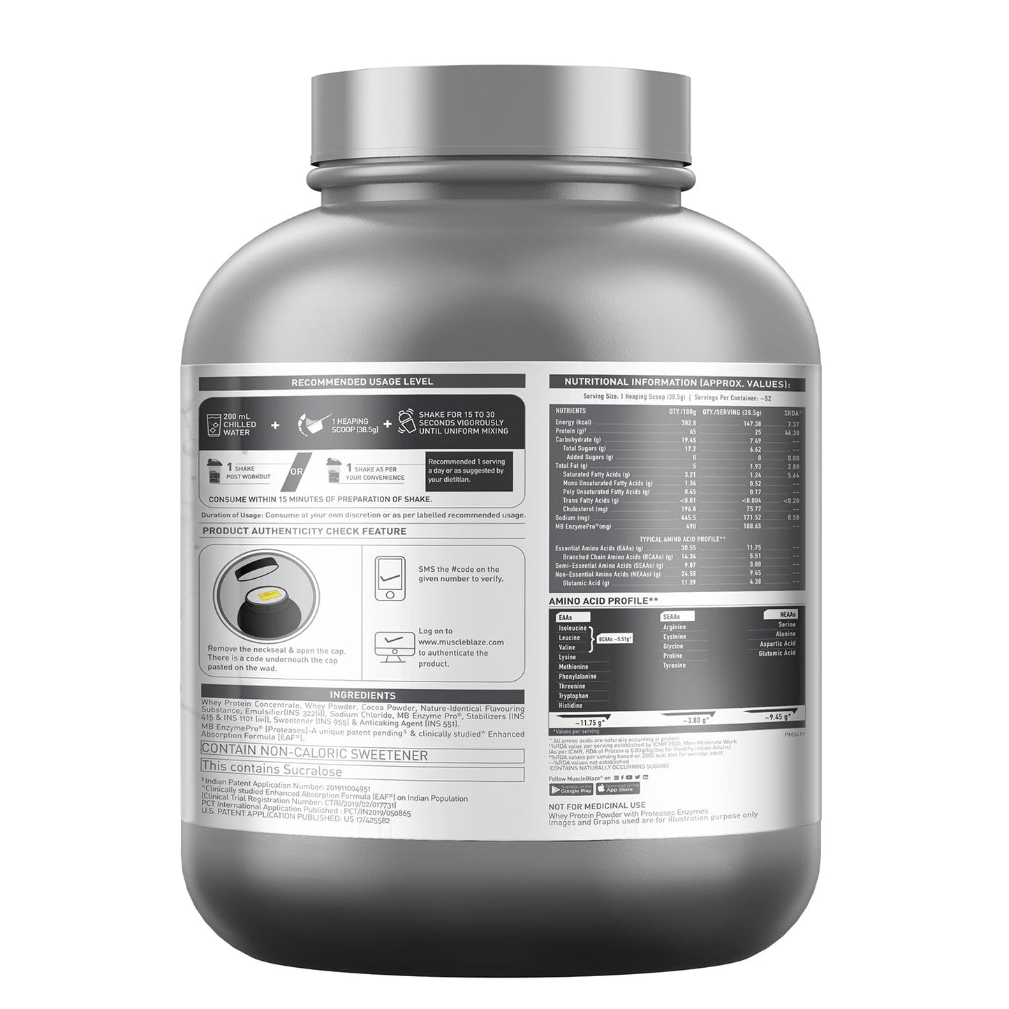 MuscleBlaze Biozyme Performance Whey Protein Powder | 25g Protein Per Scoop | Clinically Tested 50% Higher Protein Absorption