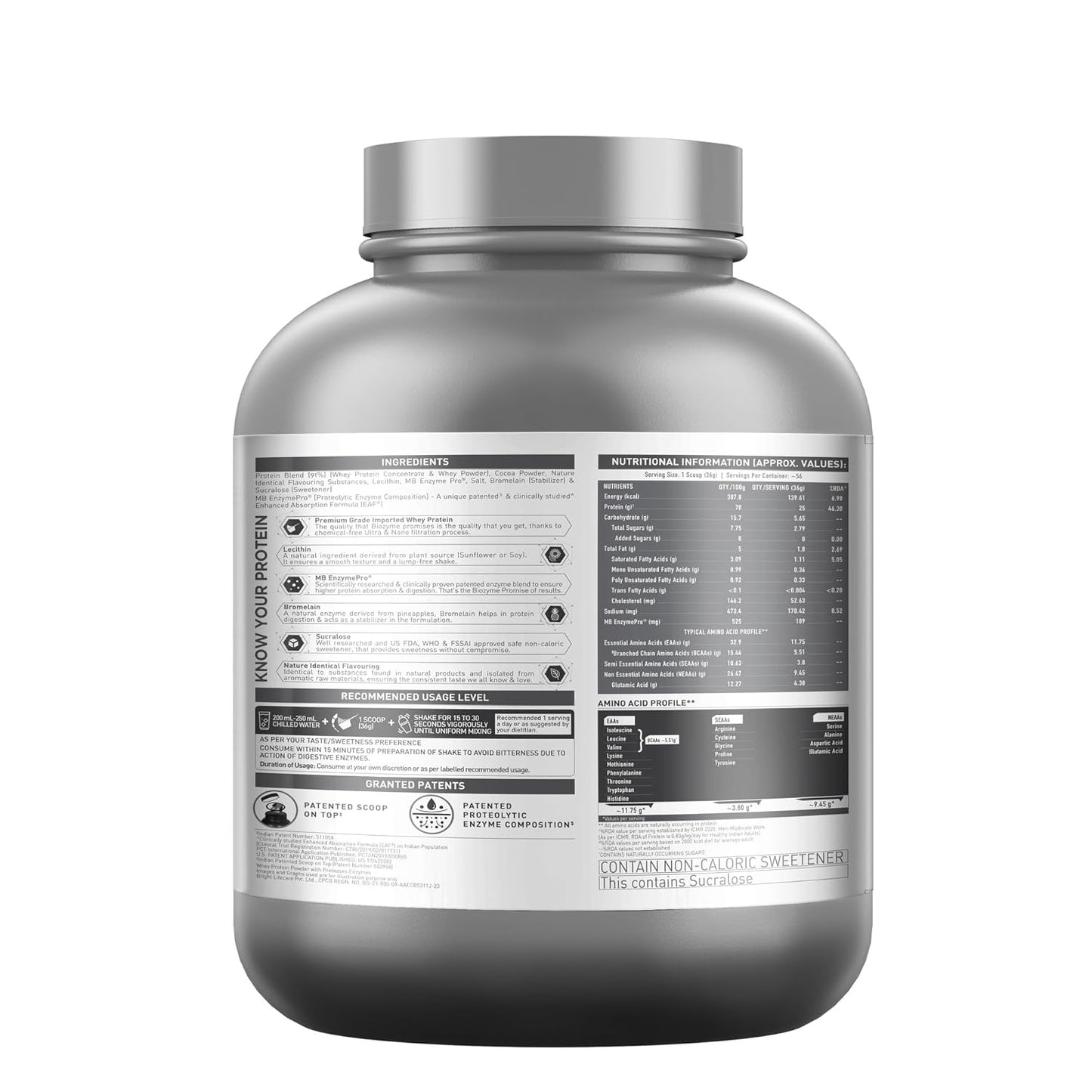 MuscleBlaze Biozyme Performance Whey Protein Powder | 25g Protein Per Scoop | Clinically Tested 50% Higher Protein Absorption