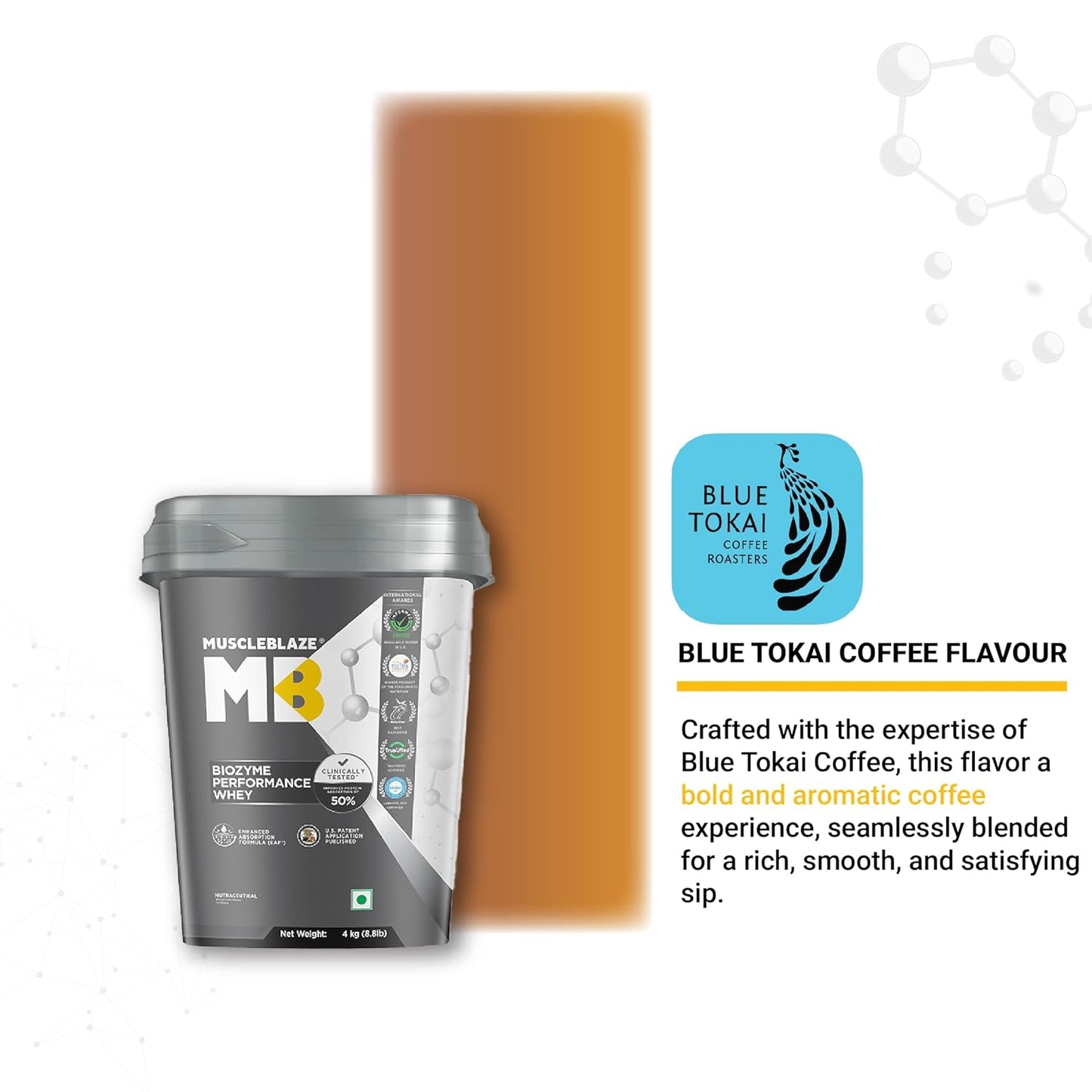 MuscleBlaze Biozyme Performance Whey Protein Powder | 25g Protein Per Scoop | Clinically Tested 50% Higher Protein Absorption
