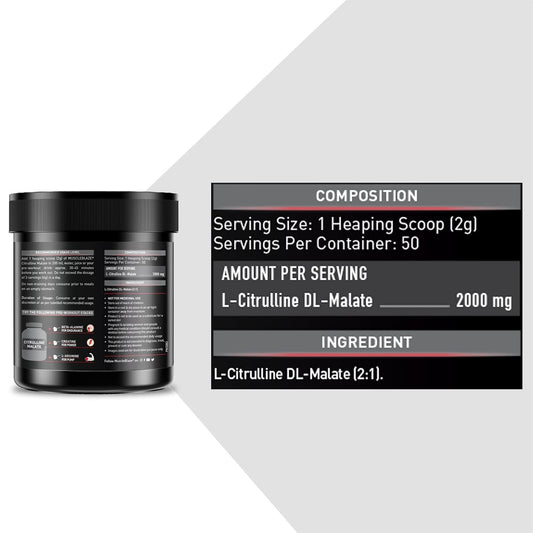 MuscleBlaze Citrulline Malate Powder | Unflavoured |100 G| Supports Endurance & Muscle Pump| 1 Count |50 Servings