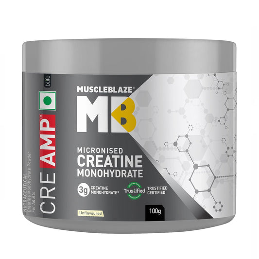 MuscleBlaze Micronised Creatine Monohydrate CreAMP Powder | Trustified Certified Creatine