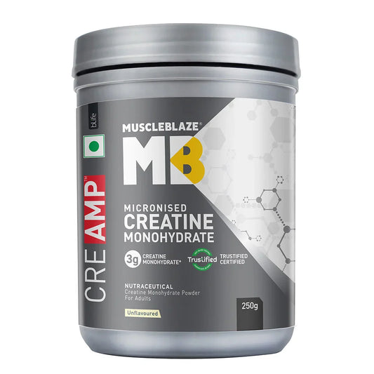 MuscleBlaze Micronised Creatine Monohydrate CreAMP Powder | Trustified Certified Creatine