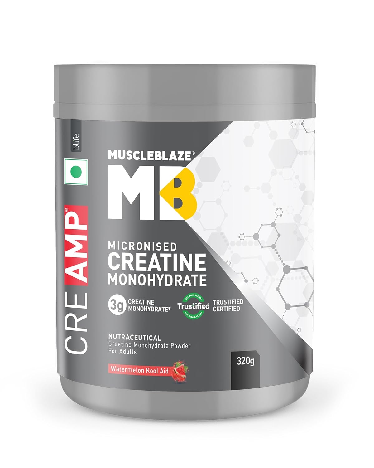 MuscleBlaze Micronised Creatine Monohydrate CreAMP Powder | Trustified Certified Creatine