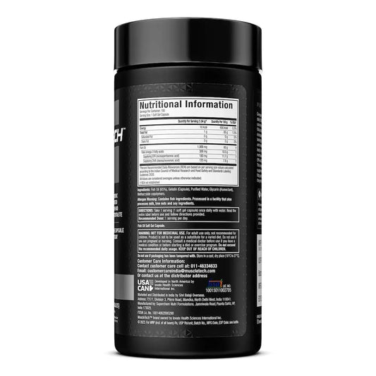 MuscleTech Platinum 100% Fish Oil For Men And Women| 1000Mg Omega 3 With 180 Mg Epa & 120 Mg Dha | For Heart, Joints & Brain Health