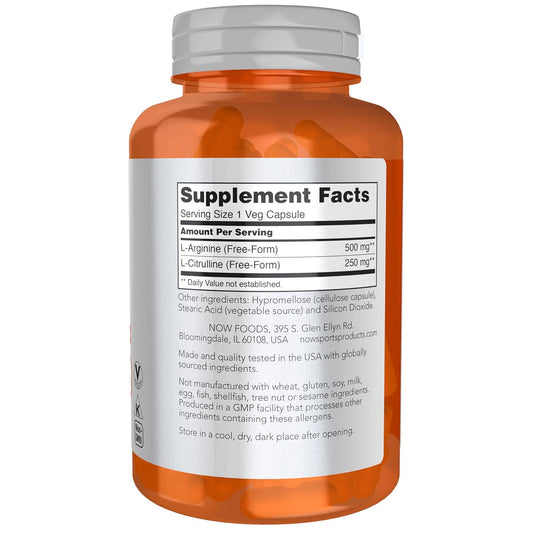 Now Foods | Arginine and Citrulline |500 mg / 250 mg Veg Capsules