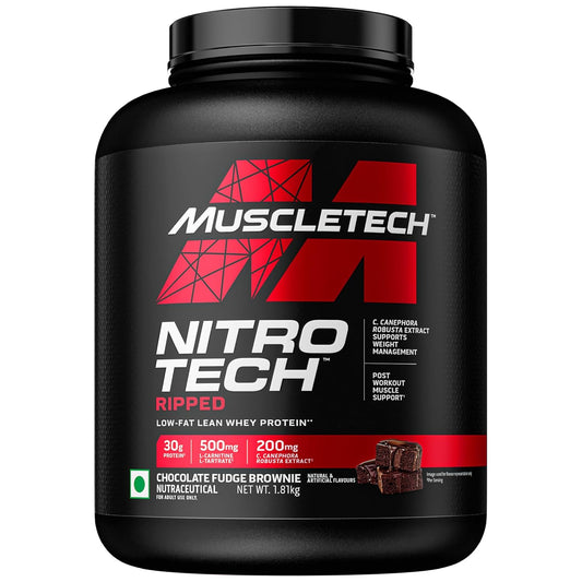 MuscleTech Nitrotech Ripped | Low Fat Lean Whey Protein| Weight Management| 30 G From Whey Protein| L-Carnitine & L-Tartrate| 200 Mg C