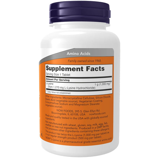 Now Foods | L-Lysine Tablets | 1000Mg