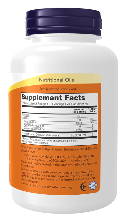 Now Foods | Pumpkin Seed Oil Softgels |1000mg