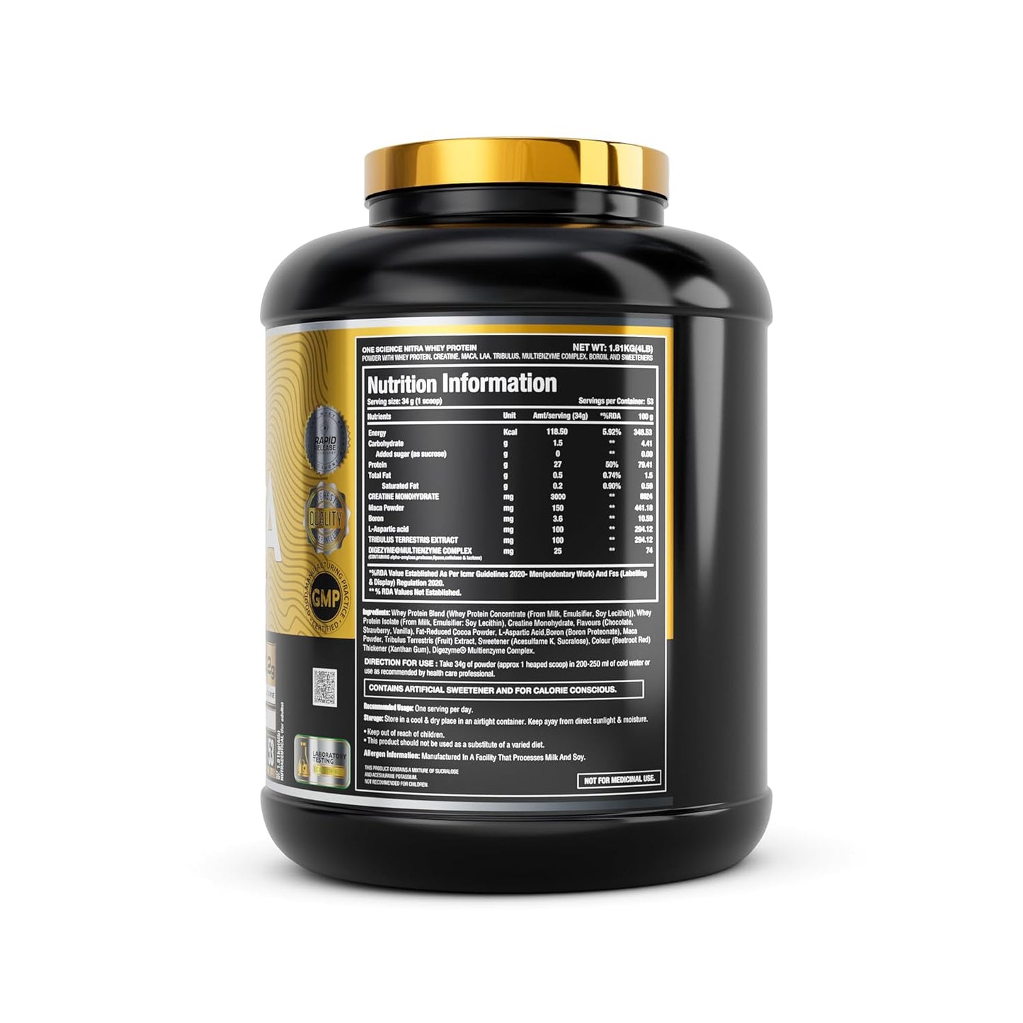 One Science Nutrition Nitra Whey Protein Powder Tiger Combo Pack | 27g Protein| 3g Creatine| 6.6g BCAA | With Testosterone Booster