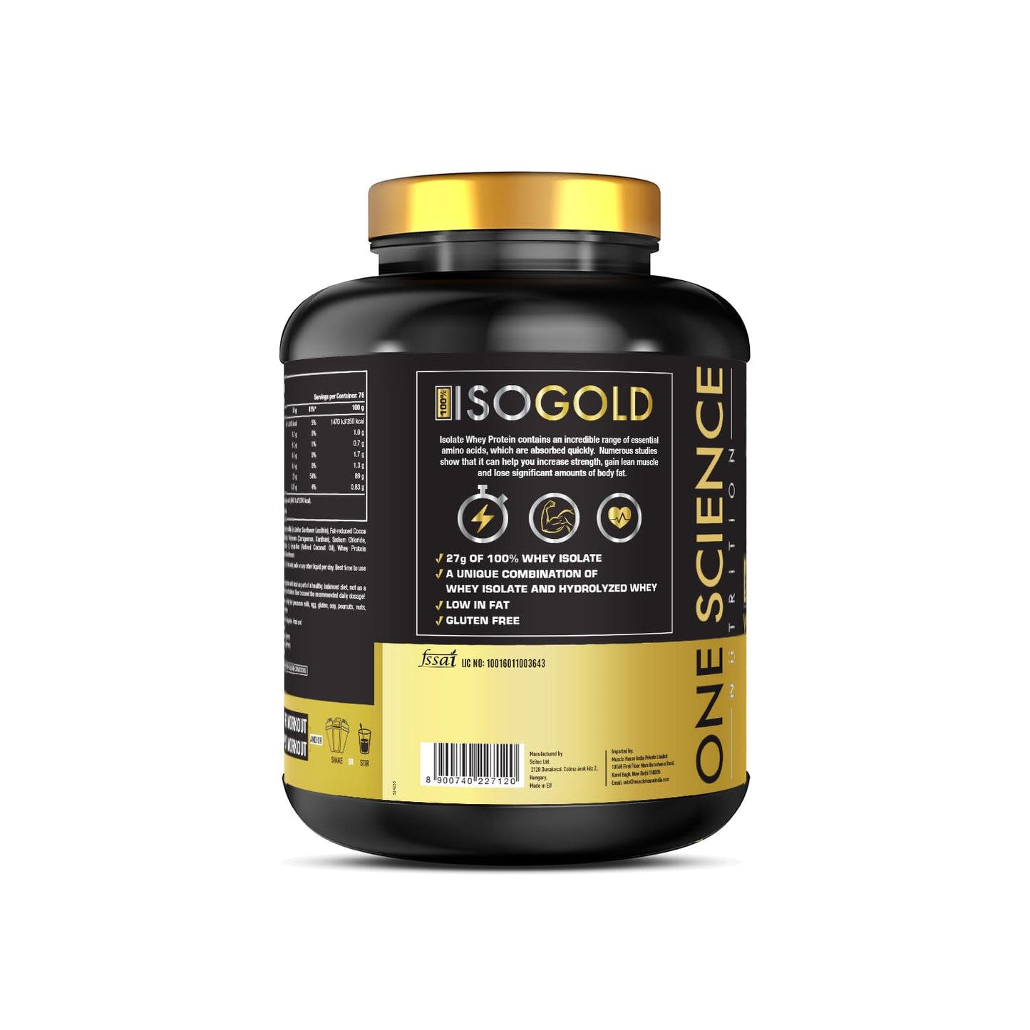 One Science Nutrition (OSN) Iso Gold Whey Protein 5 lbs Grass Fed Whey | 27g Protein | 5.3g Glutamine | 6.4g BCAA