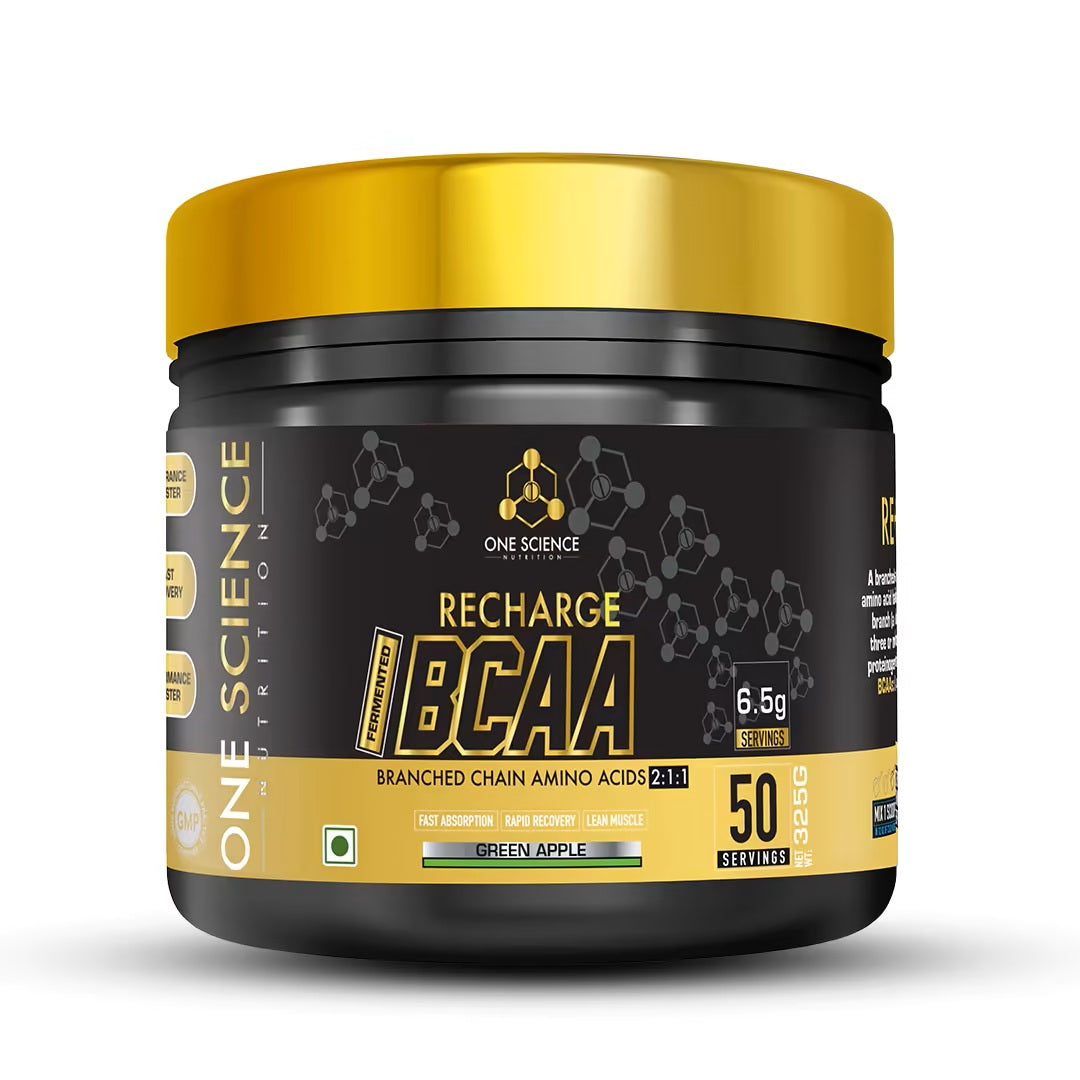 One Science Nutrition (OSN) Recharge BCAA | Intense Pre-Workout Drink | Fat loss & Muscle Recovery Formula | Performance Booster |50 Servings