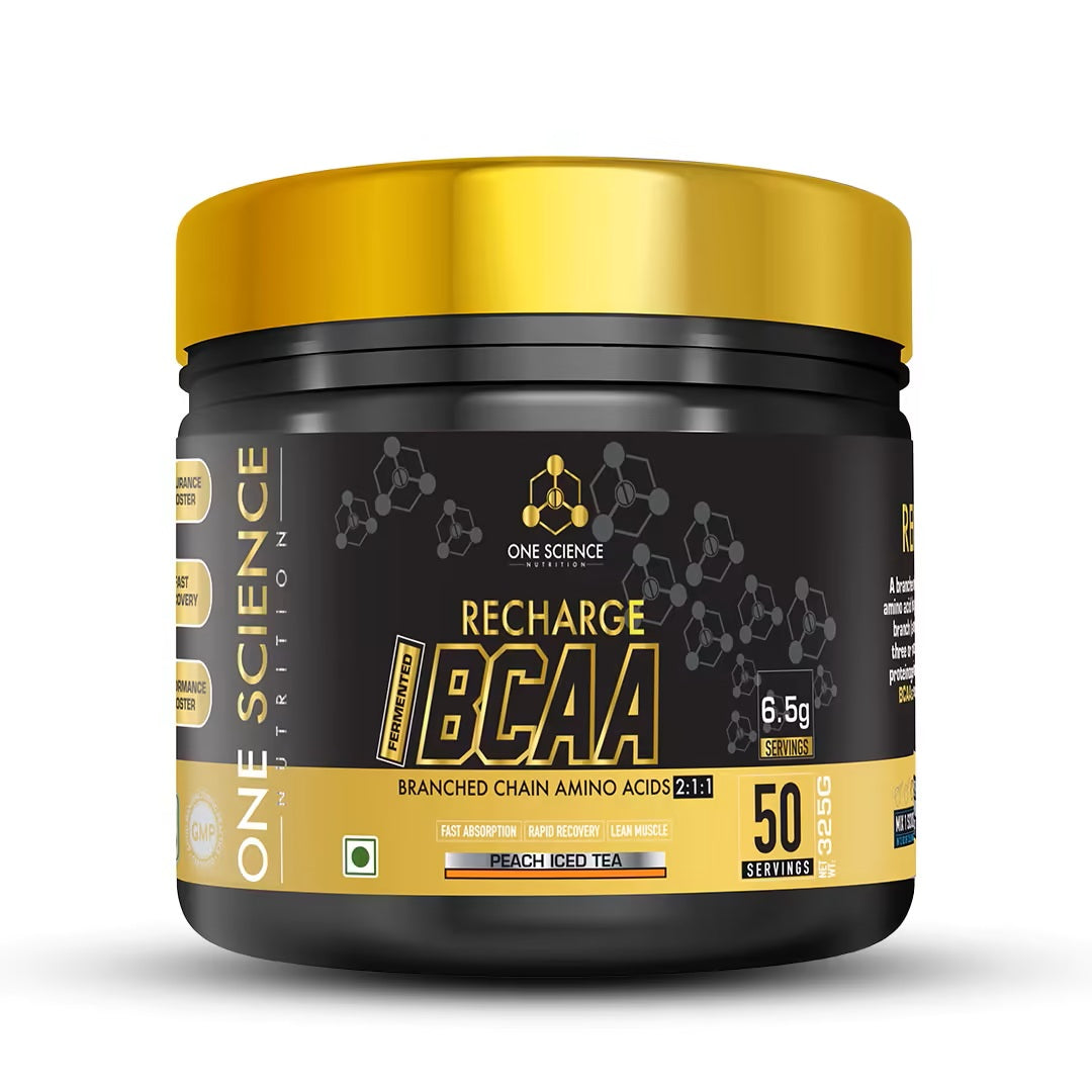 One Science Nutrition (OSN) Recharge BCAA | Intense Pre-Workout Drink | Fat loss & Muscle Recovery Formula | Performance Booster |50 Servings