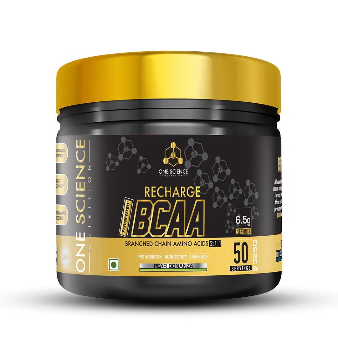 One Science Nutrition (OSN) Recharge BCAA | Intense Pre-Workout Drink | Fat loss & Muscle Recovery Formula | Performance Booster |50 Servings