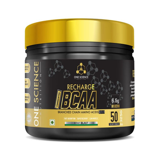 One Science Nutrition (OSN) Recharge BCAA | Intense Pre-Workout Drink | Fat loss & Muscle Recovery Formula | Performance Booster |50 Servings