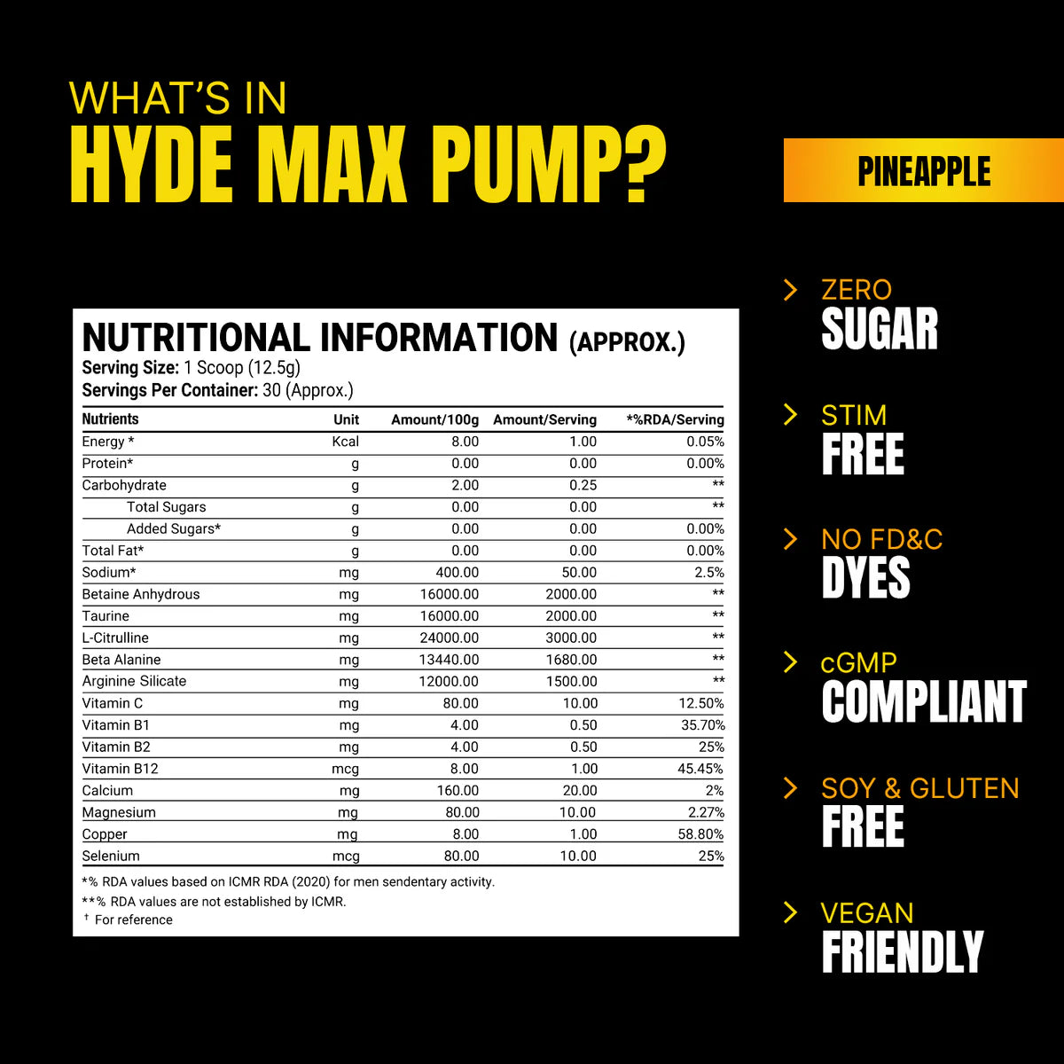 Prosupps Hyde Max Pump Pre workout Supplement | Caffeine Free Pre workout Supplement for Men and Women | Explosive Energy, Pump and Endurance | Taurine, L Citrulline, Beta Alanine