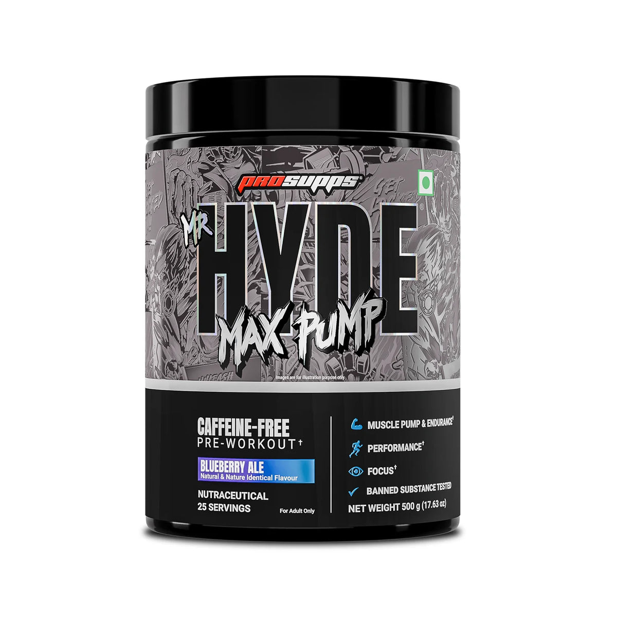 Prosupps Hyde Max Pump Pre workout Supplement | Caffeine Free Pre workout Supplement for Men and Women | Explosive Energy, Pump and Endurance | Taurine, L Citrulline, Beta Alanine