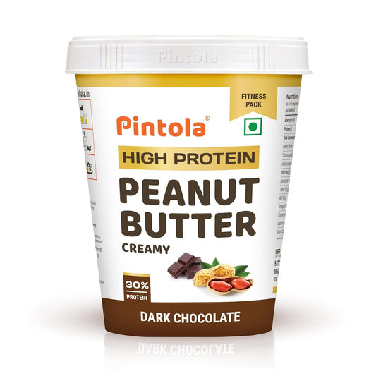 PINTOLA High Protein Dark Chocolate Peanut Butter | Added WHEY Protein| 30g Protein |6.2g Fiber| Gluten Free| Zero Trans Fat