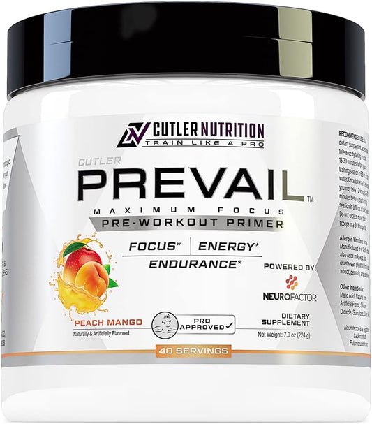 Cutler Nutrition Prevail Pre Workout Powder with Nootropics| Pre Workout for Men and Women | Cutting Edge Energy and Focus Supplement with L Citrulline, Alpha GPC, L Tyrosine, Neurofactor