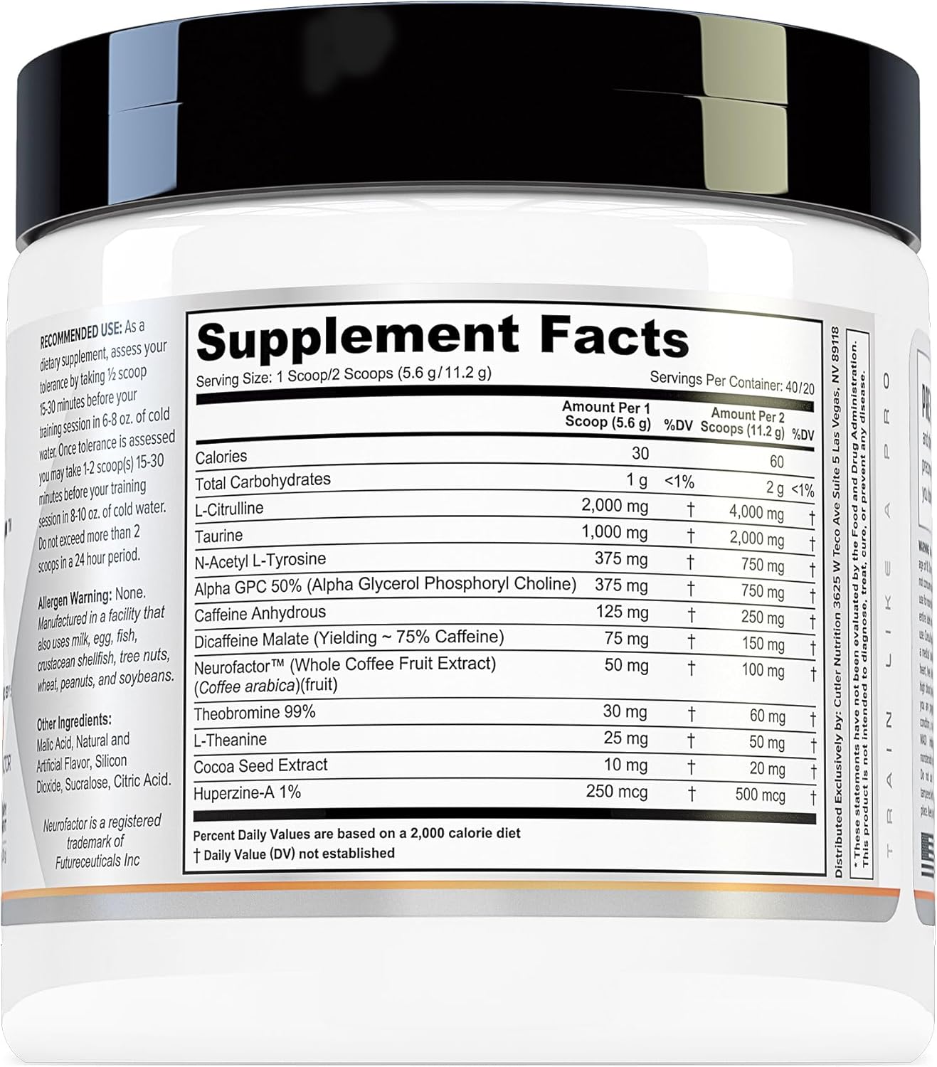 Prevail Pre Workout Powder with Nootropics| Pre Workout for Men and Women | Cutting Edge Energy and Focus Supplement with L Citrulline, Alpha GPC, L Tyrosine, Neurofactor | 40 Servings