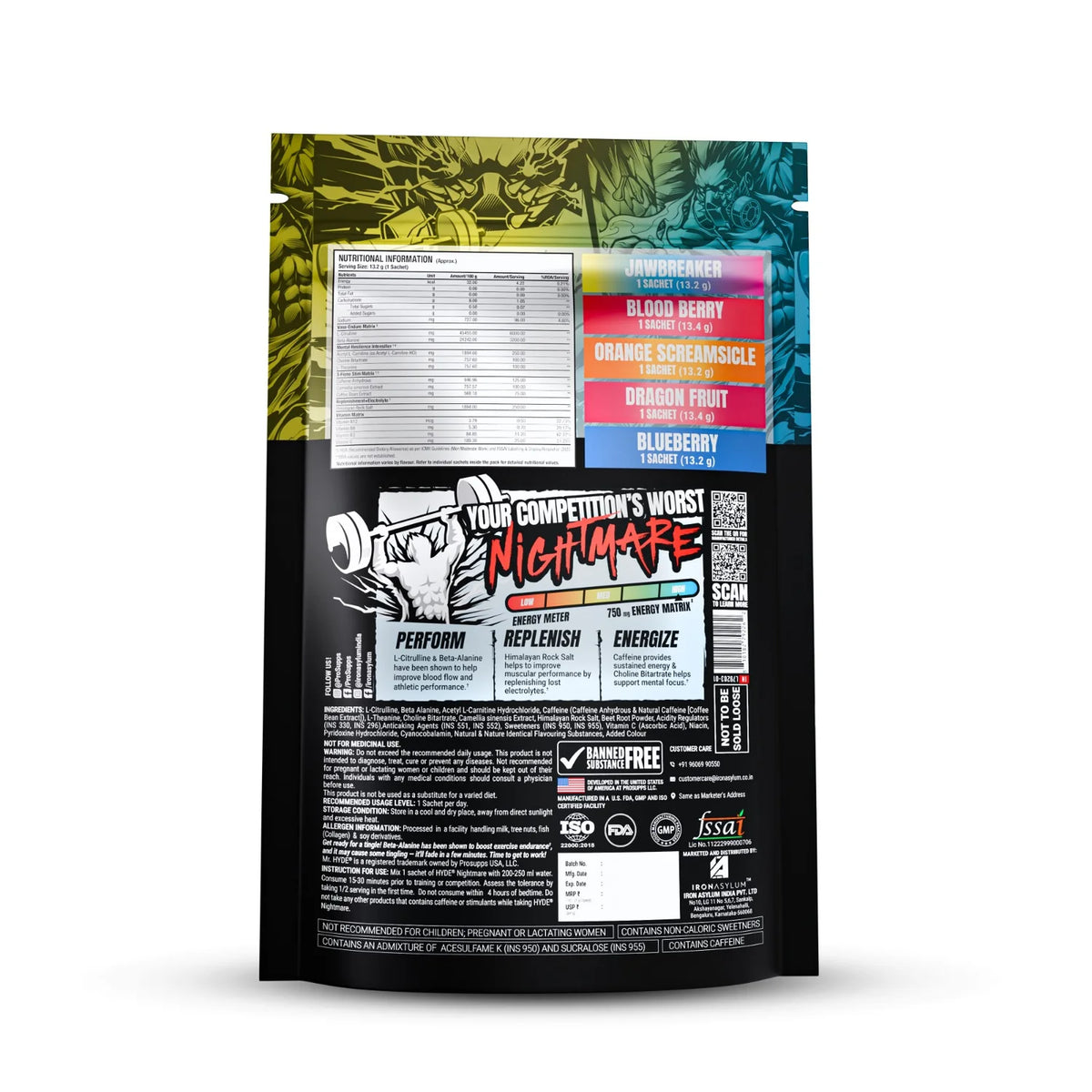 PROSUPPS Hyde Nightmare Pre-Workout Powder | 6000mg L-Citrulline| 3200mg Beta-Alanine | Supports Muscle Health | Banned Substance Tested | For Men & Women | Vegan