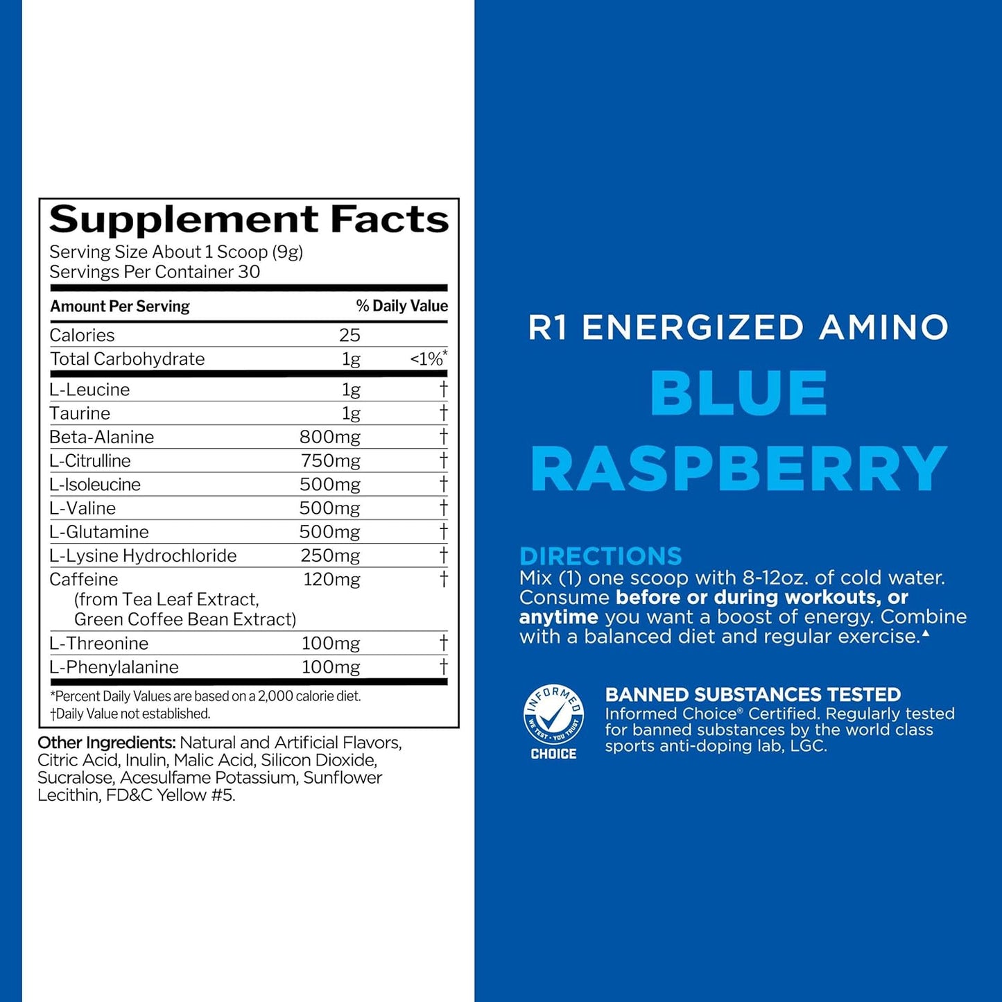 Rule 1 Energized Amino – |Anytime Energy and Recovery Support with BCAAs| Glutamine| Citrulline| Beta Alanine I and Caffeine from Green Coffee & Tea Leaf Extracts |30 Servings