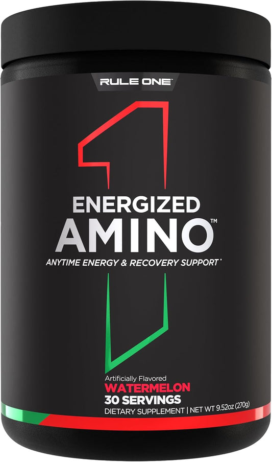 Rule 1 Energized Amino – |Anytime Energy and Recovery Support with BCAAs| Glutamine| Citrulline| Beta Alanine I and Caffeine from Green Coffee & Tea Leaf Extracts |30 Servings