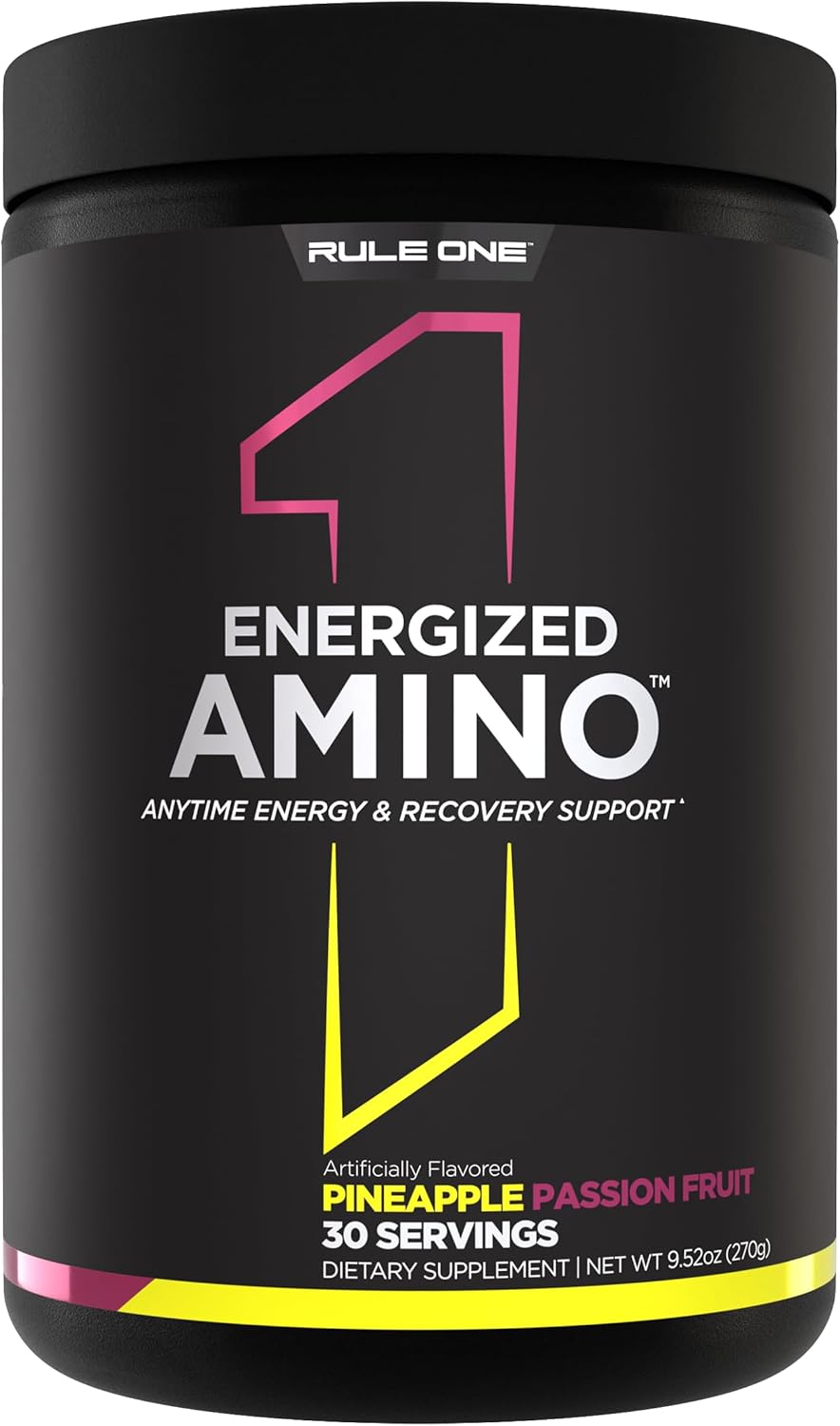 Rule 1 Energized Amino – |Anytime Energy and Recovery Support with BCAAs| Glutamine| Citrulline| Beta Alanine I and Caffeine from Green Coffee & Tea Leaf Extracts |30 Servings