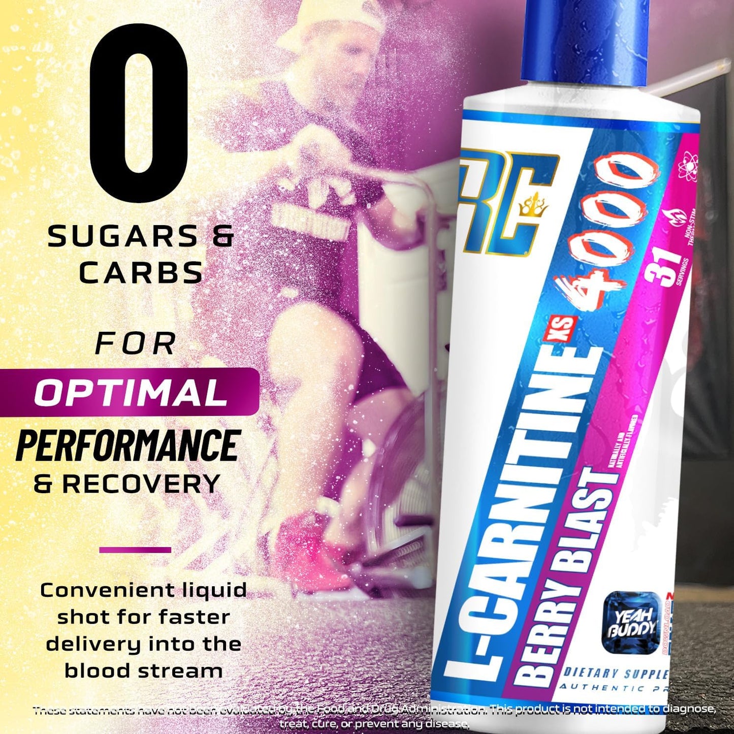 Ronnie Coleman Signature Series L Carnitine XS 4000 Liquid| Stimulant Free| Sugar Free| Zero Carbs| Lean Muscle Strength Support for Men & Women| 16 Oz