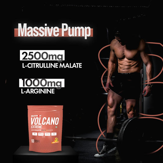 Scitron Volcano Extreme Pre-Workout | India's First Pre-Workout with Peak ATP & myHMB| 5g of Beta-Alanine| 400mg Peak ATP| 300mg caffeine| 3g myHMB